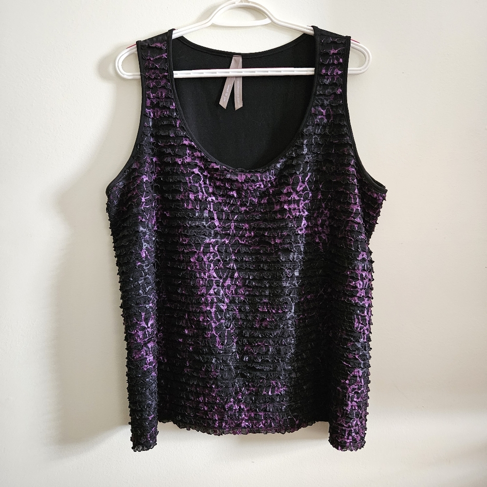 NWOT Penningtons Black and Purple Textured Blouse